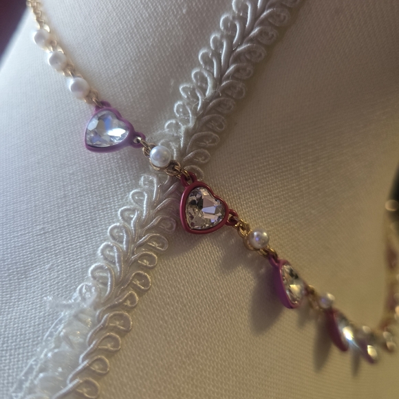 Betsey Johnson Pink and Gold Heart Necklace - Picture 5 of 6